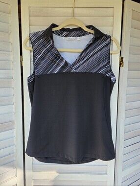 Lady Hagen Empower Collection Striped Sleeveless Golf Shirt